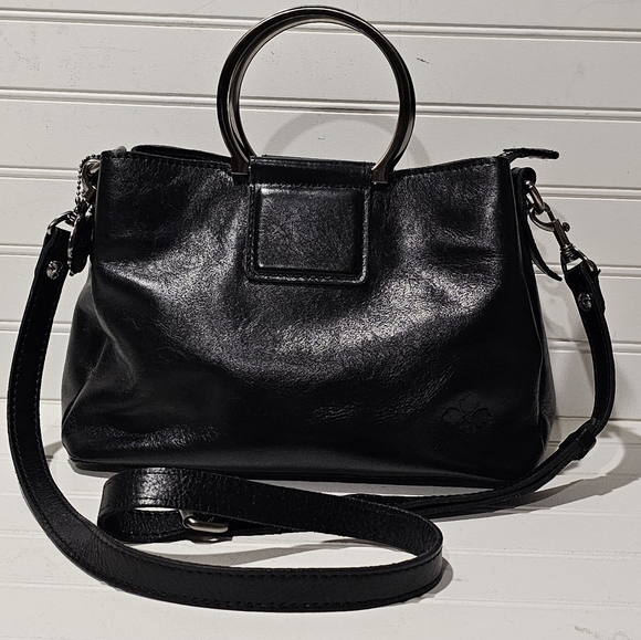 Patricia Nash Empoli Black Leather Satchel Crossbody Bag - Picture 2 of 14